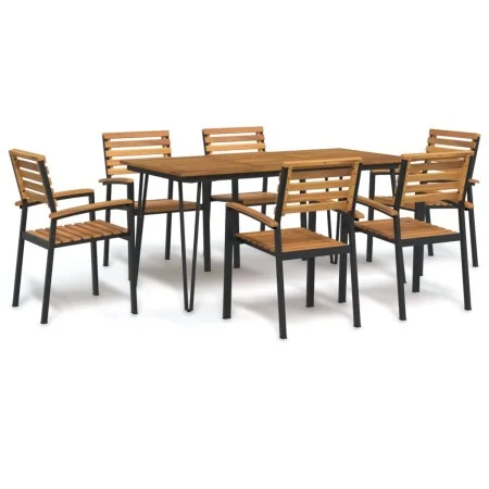 Juego de comedor de jardín 7 pzas madera maciza acacia y metal de , Conjuntos de jardín - Ref: Foro24-3155417, Precio: 666,01...