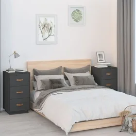 Mesitas de noche 2 uds madera maciza pino gris 40x40x75 cm de , Mesitas de noche - Ref: Foro24-818340, Precio: 185,36 €, Desc...