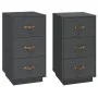 Mesitas de noche 2 uds madera maciza pino gris 40x40x75 cm de , Mesitas de noche - Ref: Foro24-818340, Precio: 185,36 €, Desc...