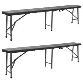 Bancos de jardín plegables 2 unidades HDPE negro 180 cm de , Bancos de jardín - Ref: Foro24-48832, Precio: 94,78 €, Descuento: %
