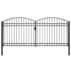 Cancela de valla doble puerta con arco 400x200 cm acero negro de , Puertas de jardín - Ref: Foro24-143096, Precio: 499,73 €, ...