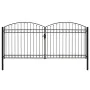 Double gate fence gate with arch 400x200 cm black steel by , garden gates - Ref: Foro24-143096, Price: 499,73 €, Discount: %