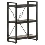 Estantería de 3 niveles madera maciza de mango negro 60x30x80cm de , Librerías y estanterías - Ref: Foro24-320626, Precio: 12...