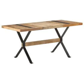 Mesa de comedor de madera de mango rugosa 160x80x76 cm de , Mesas de cocina y de comedor - Ref: Foro24-321608, Precio: 245,62...