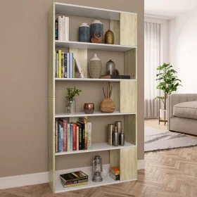 Estantería/divisor espacios blanco y roble sonoma 80x24x159 cm de , Librerías y estanterías - Ref: Foro24-800104, Precio: 66,...