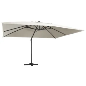 Sombrilla voladiza luces LED y poste aluminio arena 4x3 m de , Sombrillas - Ref: Foro24-47004, Precio: 412,67 €, Descuento: %