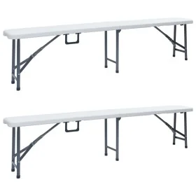 Bancos de jardín plegables 2 unidades 180 cm HDE blanco by , garden benches - Ref: Foro24-48830, Price: 119,39 €, Discount: %