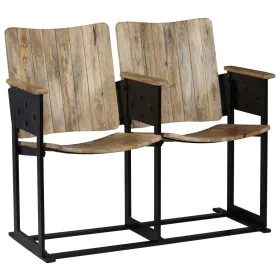 Banco de 2 plazas de madera maciza de mango y acero de , Sillones - Ref: Foro24-244954, Precio: 127,04 €, Descuento: %