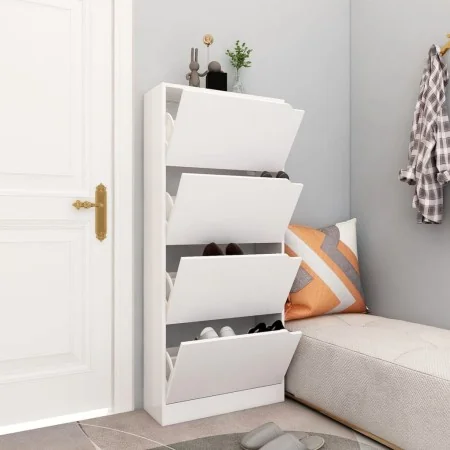 Mueble zapatero con 4 puertas contrachapada blanco 59x24x136 cm de , Zapateros y organizadores de calzado - Ref: Foro24-33813...