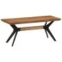 Dining bench solid acacia wood and steel 110x40x46 cm by , Dining and kitchen benches - Ref: Foro24-352057, Price: 135,11 €, ...