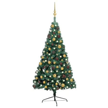 Medio árbol de Navidad con luces y bolas verde 120 cm de , Arboles de navidad - Ref: Foro24-3077477, Precio: 48,90 €, Descuen...