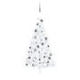 Medio árbol de Navidad con luces y bolas blanco 150 cm de , Arboles de navidad - Ref: Foro24-3077655, Precio: 51,18 €, Descue...