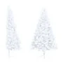 Medio árbol de Navidad con luces y bolas blanco 150 cm de , Arboles de navidad - Ref: Foro24-3077655, Precio: 51,18 €, Descue...