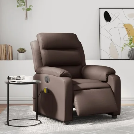 Sillón de masaje reclinable eléctrico cuero sintético marrón de , Sillones - Ref: Foro24-3205037, Precio: 273,98 €, Descuento: %