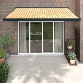 Retractable awning aluminum and white and yellow fabric 3x2.5 m by , Awnings - Ref: Foro24-3154606, Price: 546,53 €, Discount: %