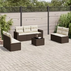 Set sofás de jardín 8 piezas y cojines ratán sintético marrón by , Modular outdoor sofas - Ref: Foro24-3251180, Price: 470,53...