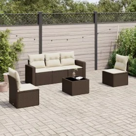 Set sofás de jardín 6 piezas y cojines ratán sintético marrón de , Sofás modulares de exterior - Ref: Foro24-3251140, Precio:...