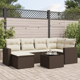 7-piece garden sofa set with brown PE rattan cushions by , Modular outdoor sofas - Ref: Foro24-3251610, Price: 466,32 €, Disc...