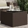 Mesa de jardín superficie cristal ratán PE marrón 55x55x37 cm de , Mesas de jardín - Ref: Foro24-366207, Precio: 60,08 €, Des...