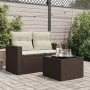 Mesa de jardín superficie cristal ratán PE marrón 55x55x37 cm de , Mesas de jardín - Ref: Foro24-366207, Precio: 60,08 €, Des...