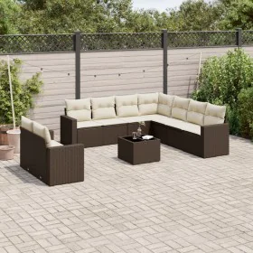 Set of 10 garden sofas and cushions synthetic rattan brown by , Modular outdoor sofas - Ref: Foro24-3251500, Price: 694,52 €,...