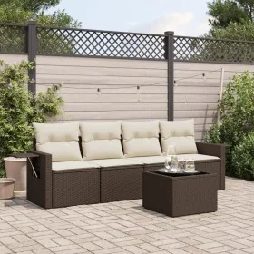 Set comedor de jardín 5 piezas y cojines ratán sintético marrón de , Conjuntos de jardín - Ref: Foro24-3252230, Precio: 327,3...
