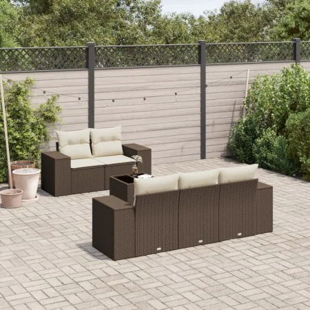 Set sofás de jardín 6 piezas y cojines ratán sintético marrón by , Modular outdoor sofas - Ref: Foro24-3222302, Price: 453,13...