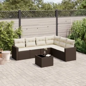 Juego de sofás de jardín 7 piezas con cojines ratán PE marrón by , Modular outdoor sofas - Ref: Foro24-3251360, Price: 465,51...
