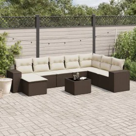 Set of 9 garden sofas and cushions synthetic rattan brown by , Garden sets - Ref: Foro24-3255310, Price: 562,80 €, Discount: %