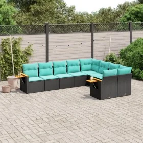 Set de sofás de jardín 9 pzas con cojines ratán sintético negro de , Conjuntos de jardín - Ref: Foro24-3227142, Precio: 721,7...