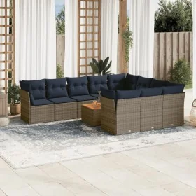 Set de sofás de jardín 11 pzas y cojines ratán sintético gris de , Conjuntos de jardín - Ref: Foro24-3256173, Precio: 775,60 ...