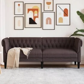 Sofá Chesterfield de 3 plazas tela marrón oscuro de , Sofás - Ref: Foro24-372559, Precio: 276,90 €, Descuento: %