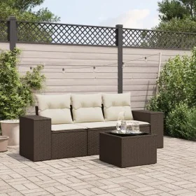 Set de sofás de jardín 4 pzas y cojines ratán sintético marrón von , Modulare Sofas für den Außenbereich - Ref: Foro24-322227...