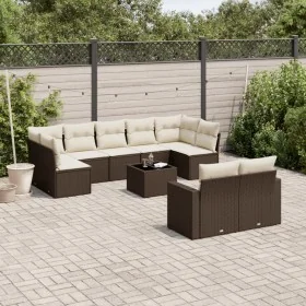 Set of 10 garden sofas and cushions synthetic rattan brown by , Garden sets - Ref: Foro24-3219423, Price: 647,73 €, Discount: %