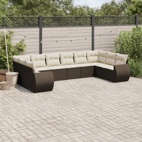 Set de sofás de jardín 10 pzas y cojines ratán sintético marrón von , Modulare Sofas für den Außenbereich - Ref: Foro24-32218...