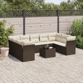 Set de sofás de jardín 10 pzas y cojines ratán sintético marrón de , Conjuntos de jardín - Ref: Foro24-3218143, Precio: 642,5...
