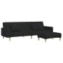 Sofá cama de 2 plazas con taburete tela negro de , Sofás - Ref: Foro24-3258108, Precio: 339,28 €, Descuento: %