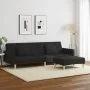 Sofá cama de 2 plazas con taburete tela negro de , Sofás - Ref: Foro24-3258108, Precio: 339,28 €, Descuento: %