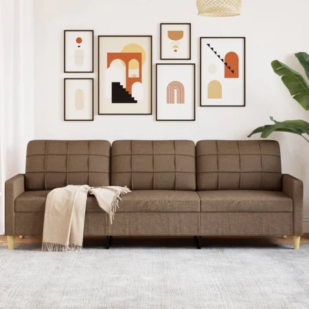 Sofá de 3 plazas de tela marrón 210 cm de , Sofás - Ref: Foro24-4007417, Precio: 310,18 €, Descuento: %