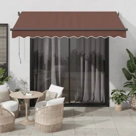 Toldo retráctil automático con luces LED marrón 300x250 cm de , Toldos - Ref: Foro24-3310204, Precio: 483,75 €, Descuento: %