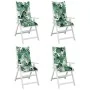 Cojín silla de jardín respaldo alto 4 uds tela hojas 120x50x7cm de , Cojines para sillas y sofás - Ref: Foro24-360264, Precio...