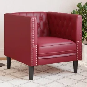 Sillón Chesterfield de cuero artificial rojo tinto de , Sofás - Ref: Foro24-372656, Precio: 176,51 €, Descuento: %