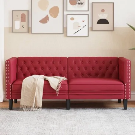 Sofá Chesterfield de 2 plazas cuero artificial rojo tinto de , Sofás - Ref: Foro24-372663, Precio: 283,64 €, Descuento: %