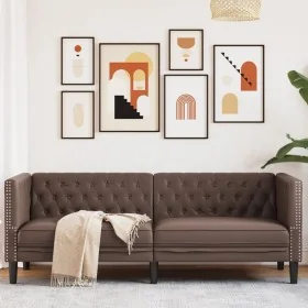 Sofá Chesterfield de 3 plazas cuero artificial marrón de , Sofás - Ref: Foro24-372668, Precio: 266,61 €, Descuento: %