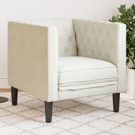 Sillón Chesterfield de terciopelo blanco crema de , Sofás - Ref: Foro24-372680, Precio: 158,74 €, Descuento: %