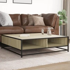 Mesa centro madera ingeniería y metal roble Sonoma 100x100x30cm by , Coffee table - Ref: Foro24-848775, Price: 78,63 €, Disco...