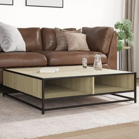 Mesa centro madera ingeniería y metal roble Sonoma 100x100x30cm de , Mesas de centro - Ref: Foro24-848775, Precio: 78,63 €, D...