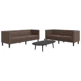 Juego de sofás Chesterfield 2 piezas cuero sintético marrón de , Sofás - Ref: Foro24-3209276, Precio: 533,15 €, Descuento: %