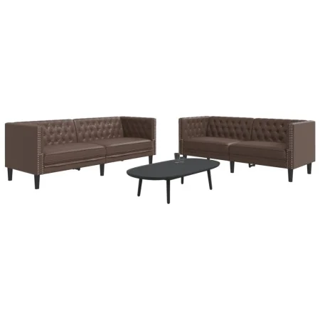 Juego de sofás Chesterfield 2 piezas cuero sintético marrón de , Sofás - Ref: Foro24-3209276, Precio: 533,15 €, Descuento: %