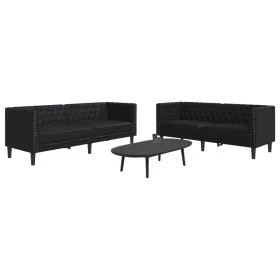 Juego de sofás Chesterfield 2 piezas cuero sintético negro von , Sofas - Ref: Foro24-3209274, Preis: 559,13 €, Rabatt: %